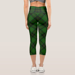 Forbes tartan green black plaid capri leggings