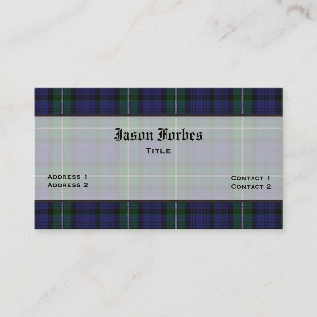 Forbes Tartan Plaid Custom Business Card (Front)