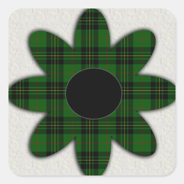 Forbes Tartan Plaid Daisy Square Sticker (Front)