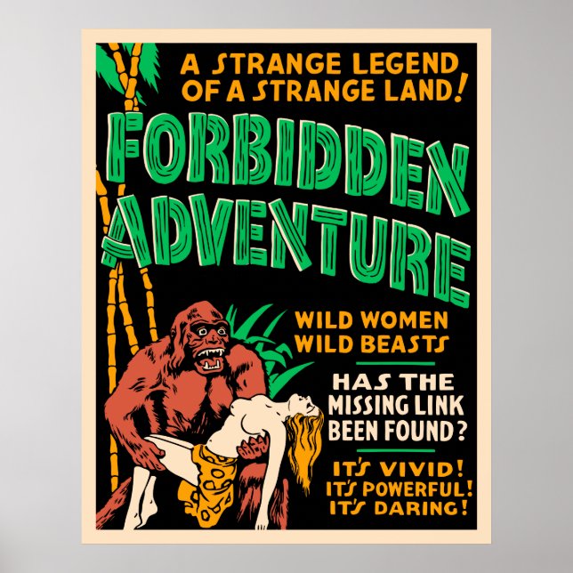 "Forbidden Adventure" Vintage Jungle Poster (Front)