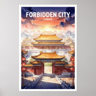 Forbidden City China Vintage Travel Poster