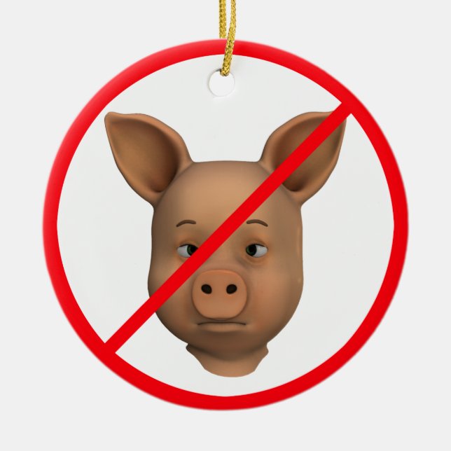 Forbidden For Pigs Ceramic Tree Decoration (Front)