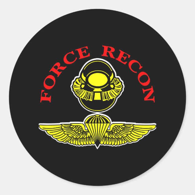 Force Recon Diver Jumpblack Classic Round Sticker (Front)