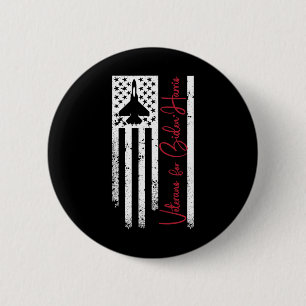 Force Veterans For Biden Harris - Grunge Flag 6 Cm Round Badge