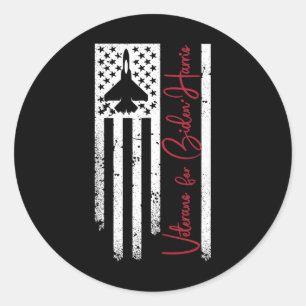 Force Veterans For Biden Harris - Grunge Flag  Classic Round Sticker