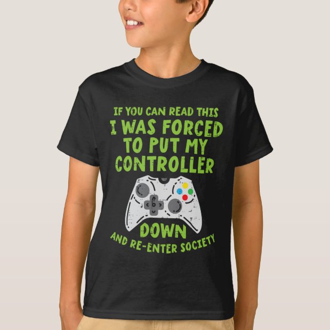 Forced Controller Down Re Enter Society Funny Gami T-Shirt (Front)