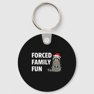 Forced Family Fun Christmas Pajamas Funny Racoon F Key Ring