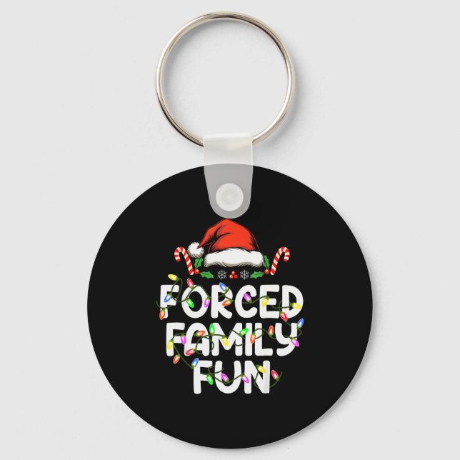 Forced Family Fun Christmas Pyjamas Funny  Key Ring (Front)