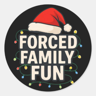 Forced Family Fun Men Women Kids Christmas Pajamas Classic Round Sticker