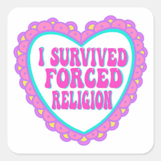 Forced Religion Pink Heart Valentine Square Sticker