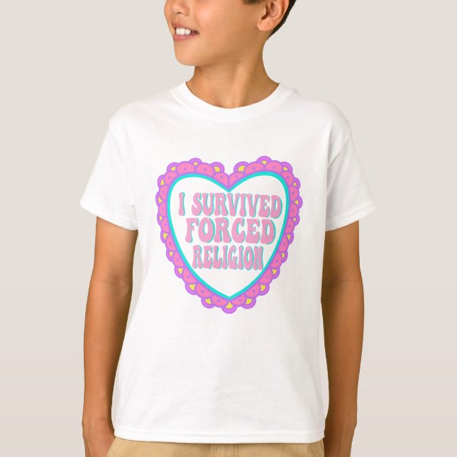 Forced Religion Pink Heart Valentine T-Shirt (Front)