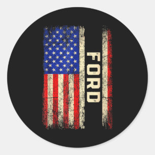 Ford Last Name Shirt Ford Name American Flag  Classic Round Sticker