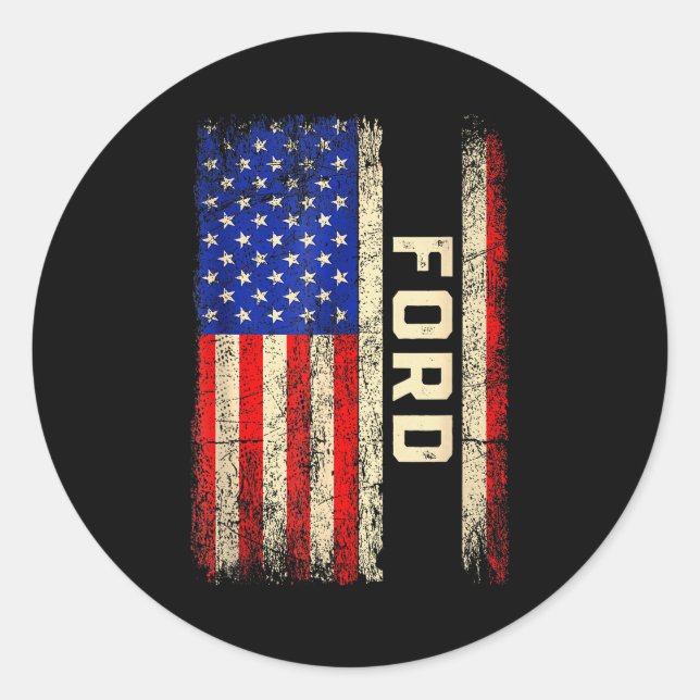 Ford Last Name Shirt Ford Name American Flag  Classic Round Sticker (Front)