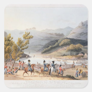 Fording of the River Mondego,engraved by C. Square Sticker
