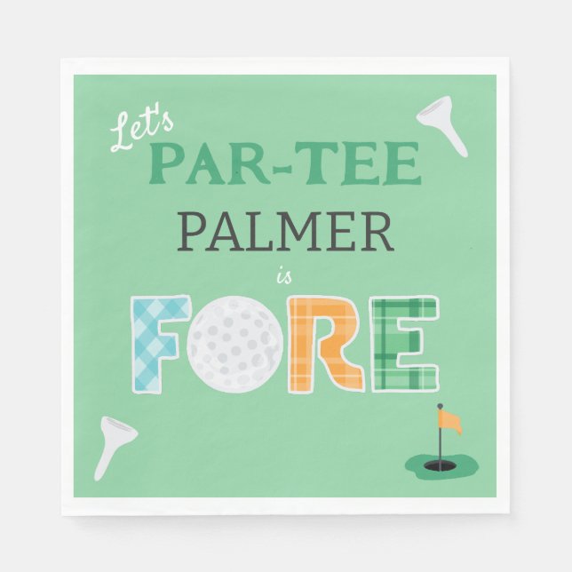 Fore, 4th Birthday Par-tee Golf Napkin (Front)