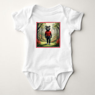 "Fore! A Black Tiger Playing Golf in the Woods" Baby Bodysuit