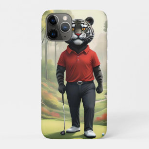 "Fore! A Black Tiger Playing Golf in the Woods" iPhone 11 Pro Case