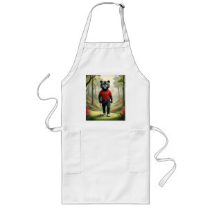 "Fore! A Black Tiger Playing Golf in the Woods" Long Apron