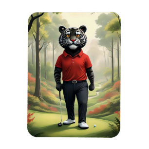 "Fore! A Black Tiger Playing Golf in the Woods" Magnet