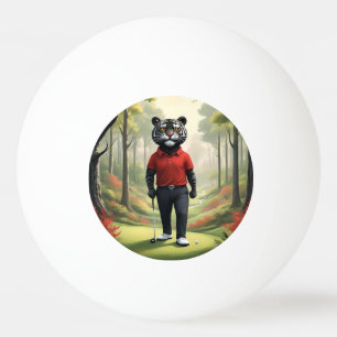 "Fore! A Black Tiger Playing Golf in the Woods" Ping Pong Ball
