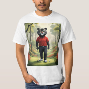 "Fore! A Black Tiger Playing Golf in the Woods" T-Shirt