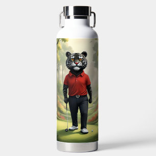 "Fore! A Black Tiger Playing Golf in the Woods" Water Bottle