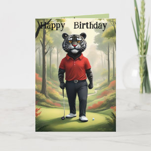 Fore: A Tiger Playing Golf, Birthday Card