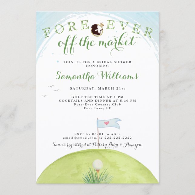 Fore Ever Off The Market Golf Bridal Shower Invitation (Front)