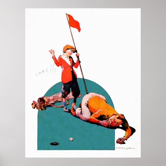 Fore - Vintage 1930's Golf Watercolour Print (Front)
