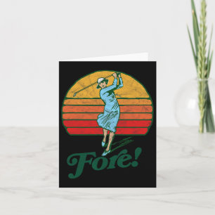 Fore! Vintage Female Golf Retro Funny Woman Golfer Card