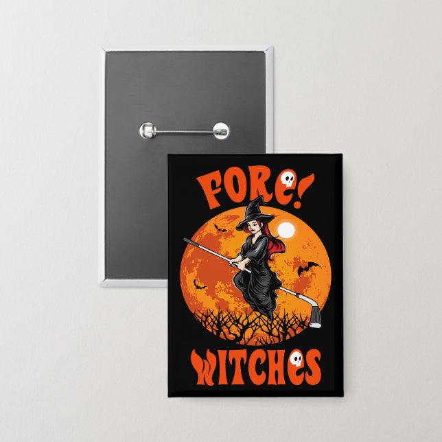 Fore! Witches Golf Stick Witch Riding Halloween (Front/Back)