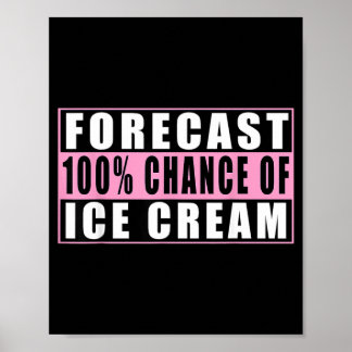 Forecast 100 Chance Of Ice Cream Funny Quote Poster