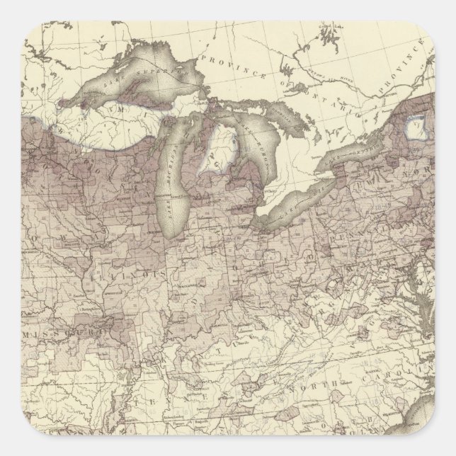 Foreign Population Proportion 1870 Square Sticker (Front)