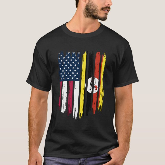 Foreigner Immigrant - Usa United States Uganda Fla T-Shirt (Front)