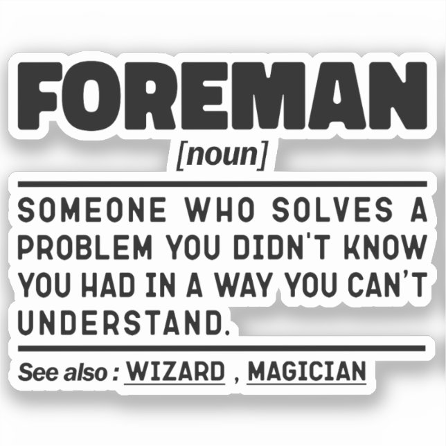 Foreman Noun Definition Professional Father Funny (Front)