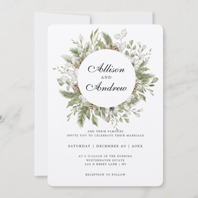 Foreset Foliage Winter Wedding Invitation (Front)