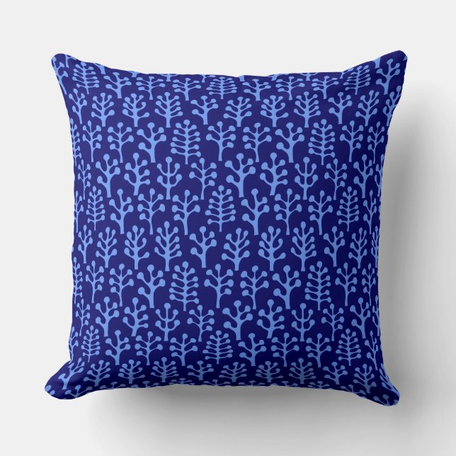 Forest 230823 - Baby Blue on Deep Navy Cushion (Front)