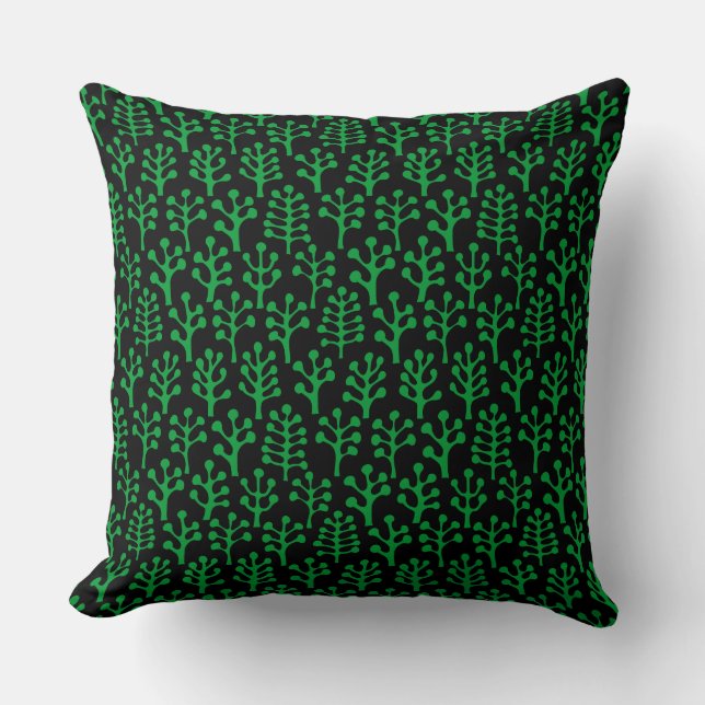 Forest 230823 - Grass Green on Black Cushion (Front)