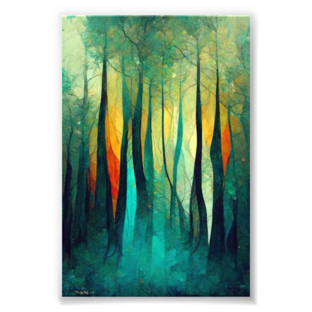 Forest, Abstract Art, Trees, Modern Art, Artwork  Photo Print (Front)