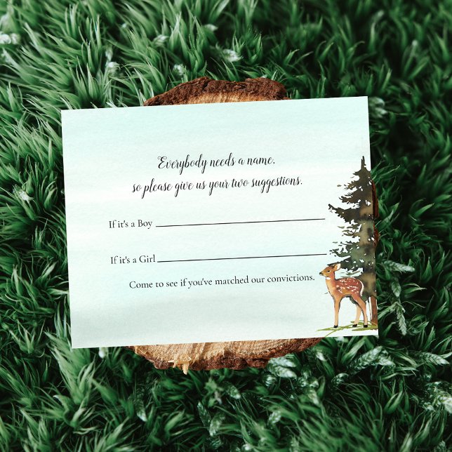 Forest Adventure Baby Name Guess Deers Game Invitation (Creator Uploaded)