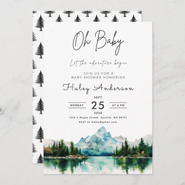 Forest Adventure Baby Shower Invitation (Front/Back)