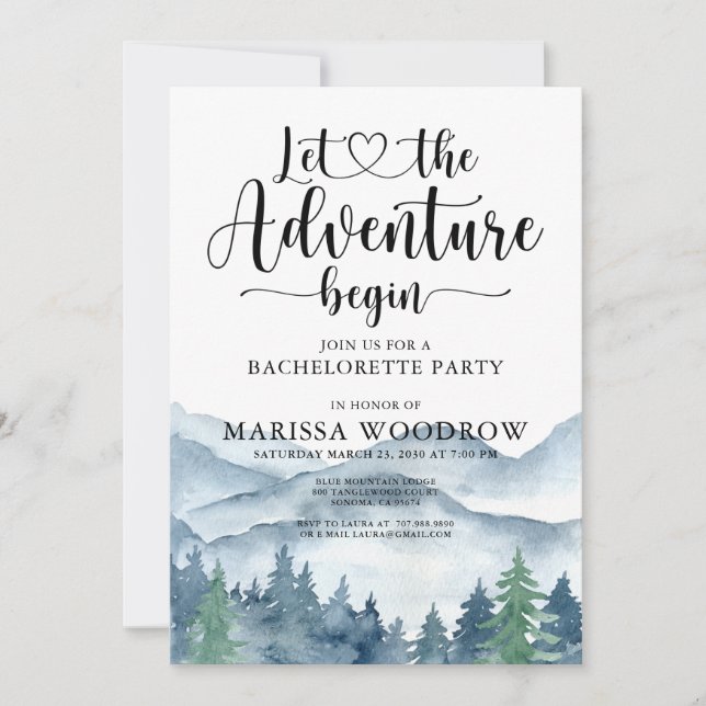 Forest Adventure Bachelorette Party  Invitation (Front)