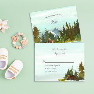 Forest Adventure Bear Baby Shower RSVP Card