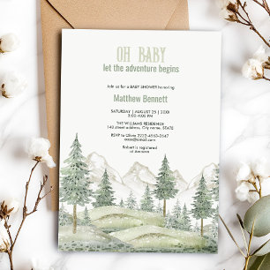 Forest adventure begins baby shower invitation