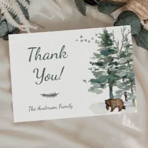 Forest Adventure Boy Bear Baby Shower Thank You Card