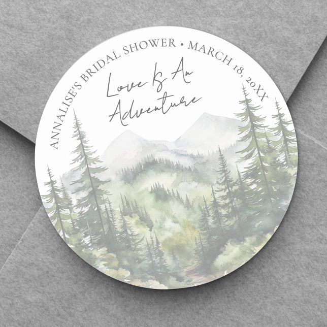 Forest Adventure Bridal Shower Classic Round Sticker (Forest Adventure Bridal Shower Classic Round Sticker )