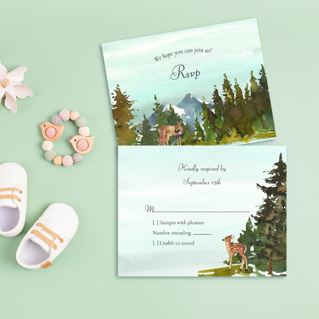 Forest Adventure Deer Baby Shower RSVP Card (Creator Uploaded)