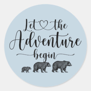 Forest Adventure Mountains Baby Shower Classic Round Sticker