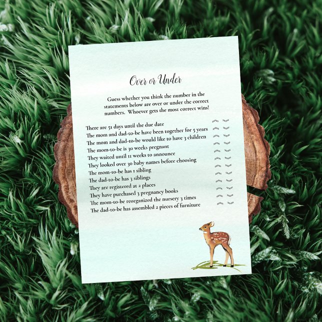 Forest Adventure Over Under Deers Baby Shower Game Invitation (Creator Uploaded)