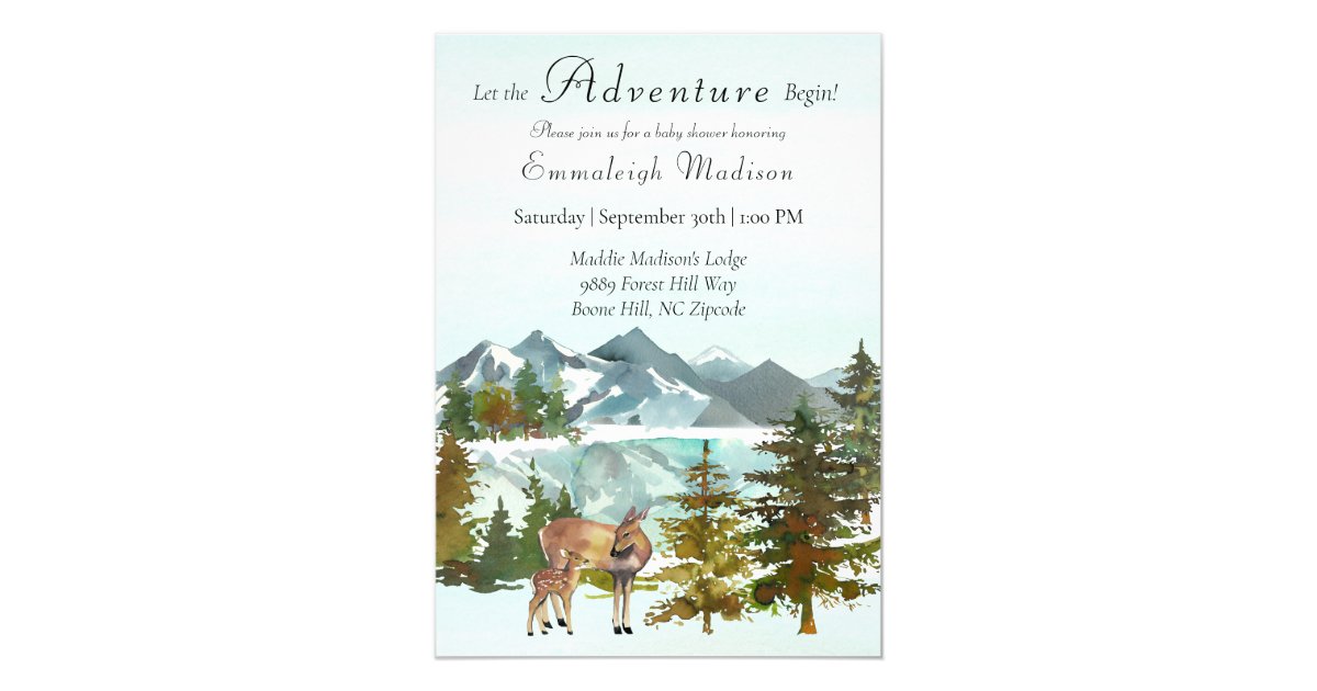 Forest Adventure Rustic Deer Baby Shower Invitation Zazzle Com Au